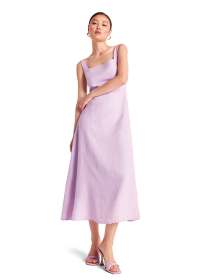 Riani MIDIKLEID AUS GARMENT DYED LEINEN