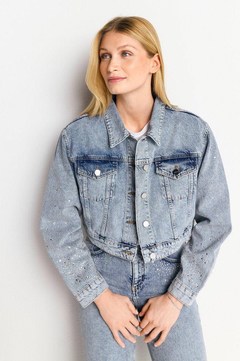 Eich & Royal Denim-Jacke mit Strassdetails