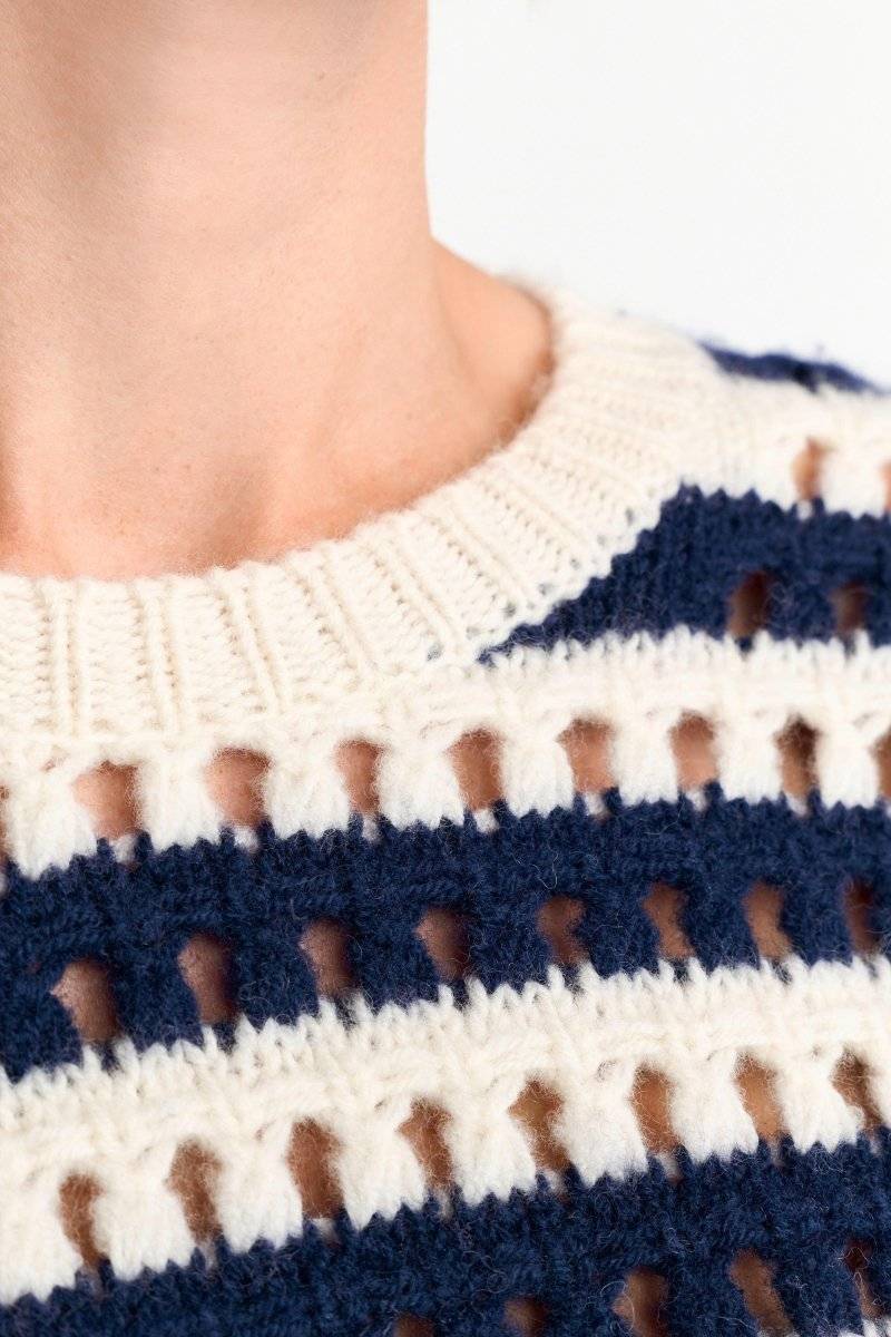 Eich & Royal Gestreifter Lochstrickpullover