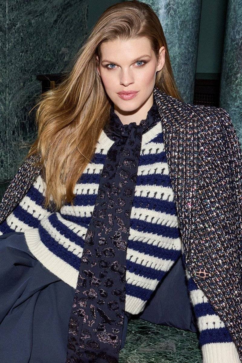 Eich & Royal Gestreifter Lochstrickpullover