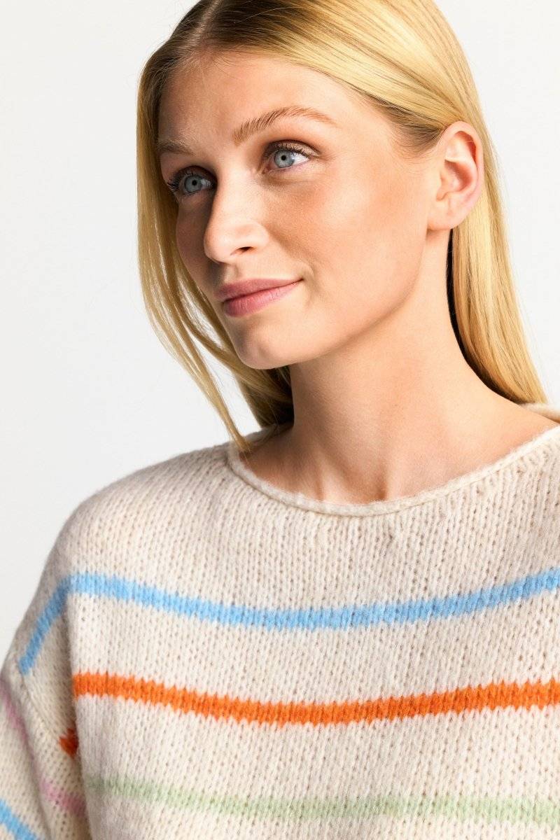 Eich & Royal Gestreifter Pullover In Perlweiß