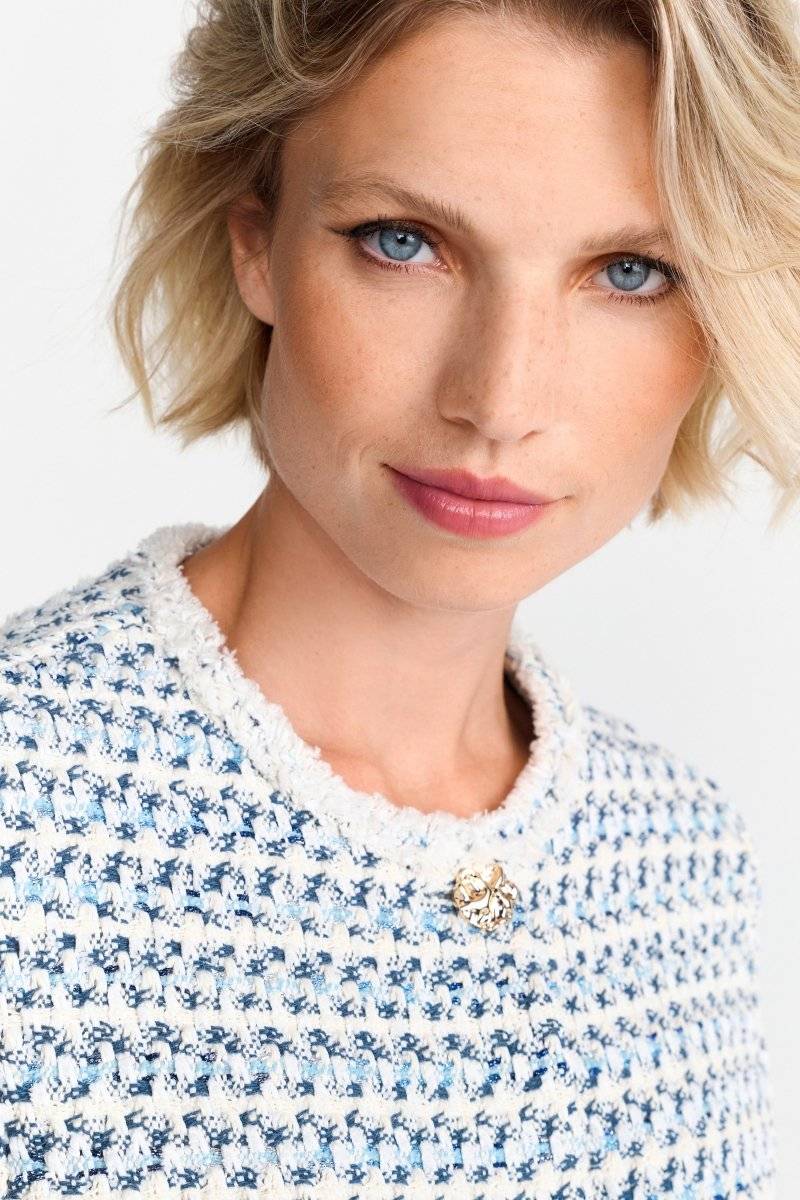 Eich & Royal Kurze Bouclé-Jacke In Blauweiß