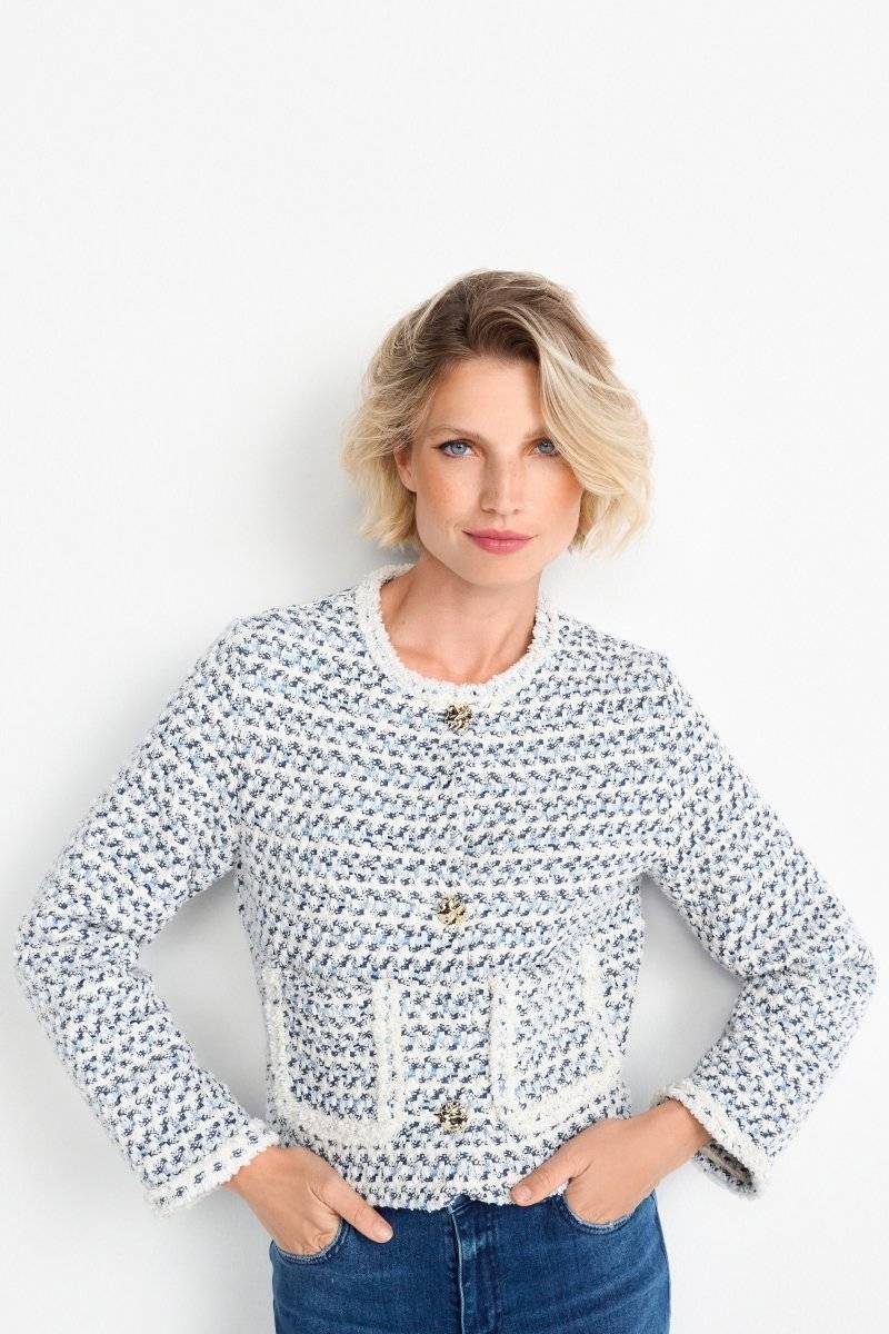 Eich & Royal Kurze Bouclé-Jacke In Blauweiß