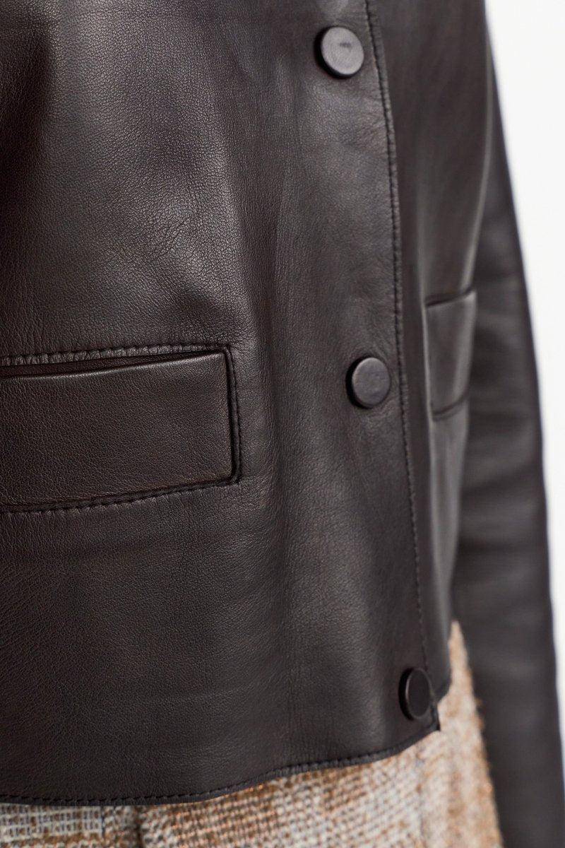 Eich & Royal Kurze Lederjacke Mit Druckknöpfen