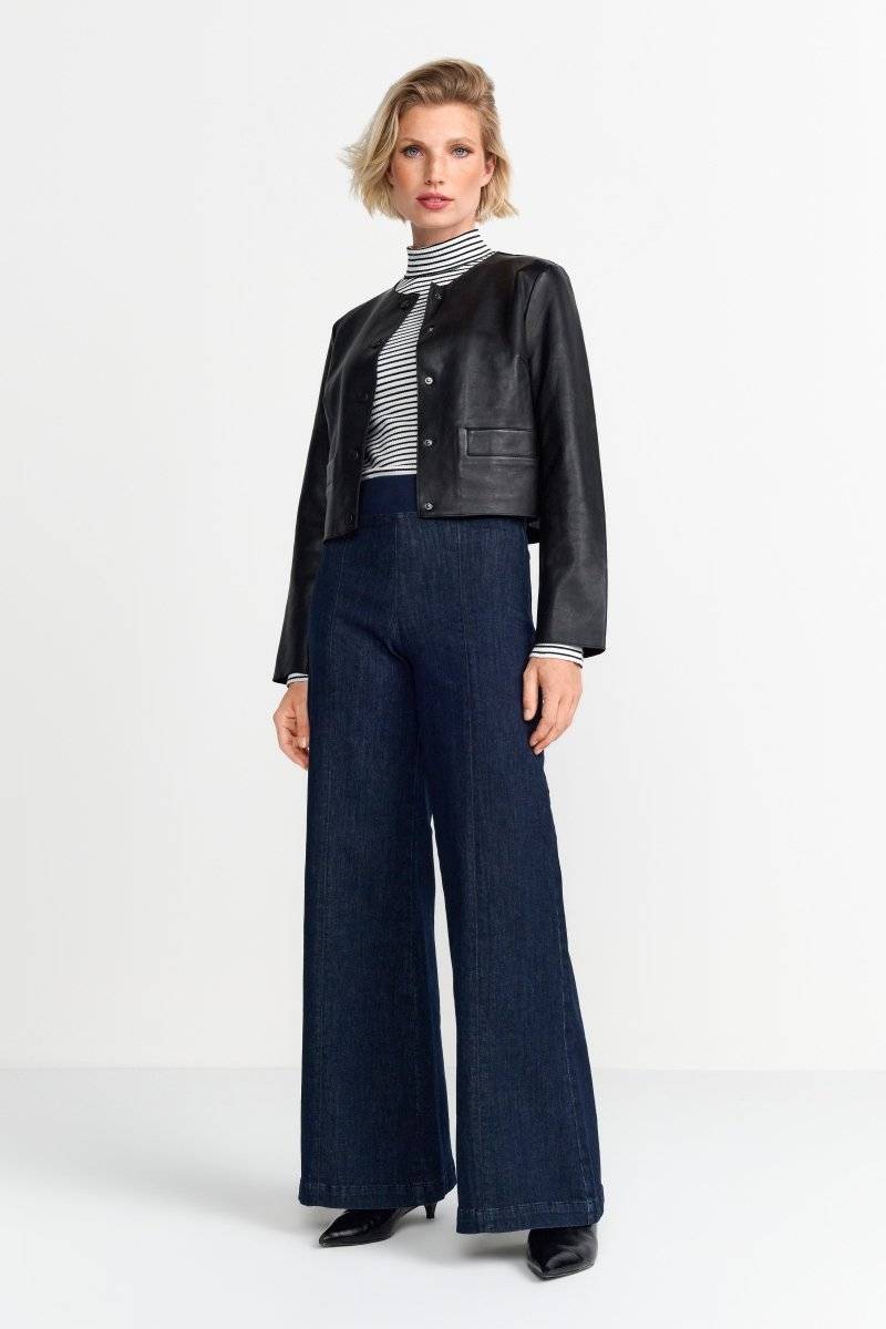 Eich & Royal Kurze Lederjacke Mit Druckknöpfen