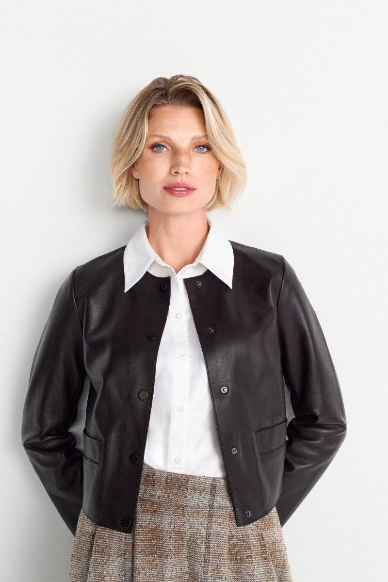 Eich & Royal Kurze Lederjacke mit Druckknöpfen