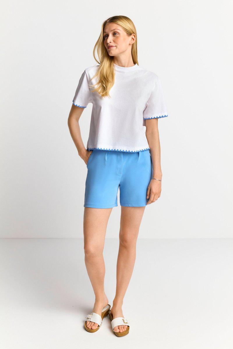 Eich & Royal Weißes T-Shirt Mit Blauen Stickereien