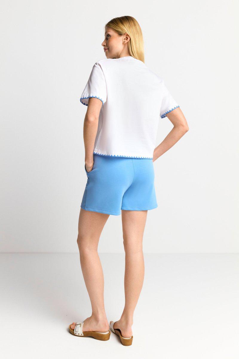 Eich & Royal Weißes T-Shirt Mit Blauen Stickereien