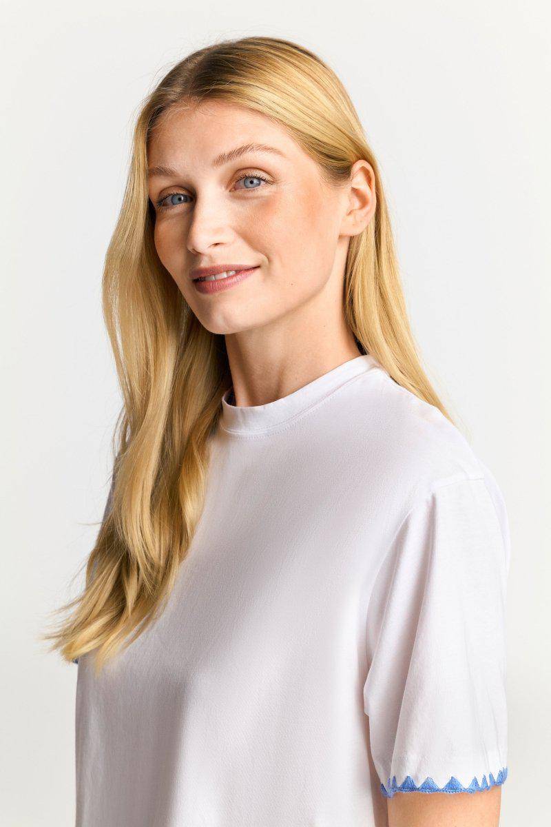 Eich & Royal Weißes T-Shirt Mit Blauen Stickereien