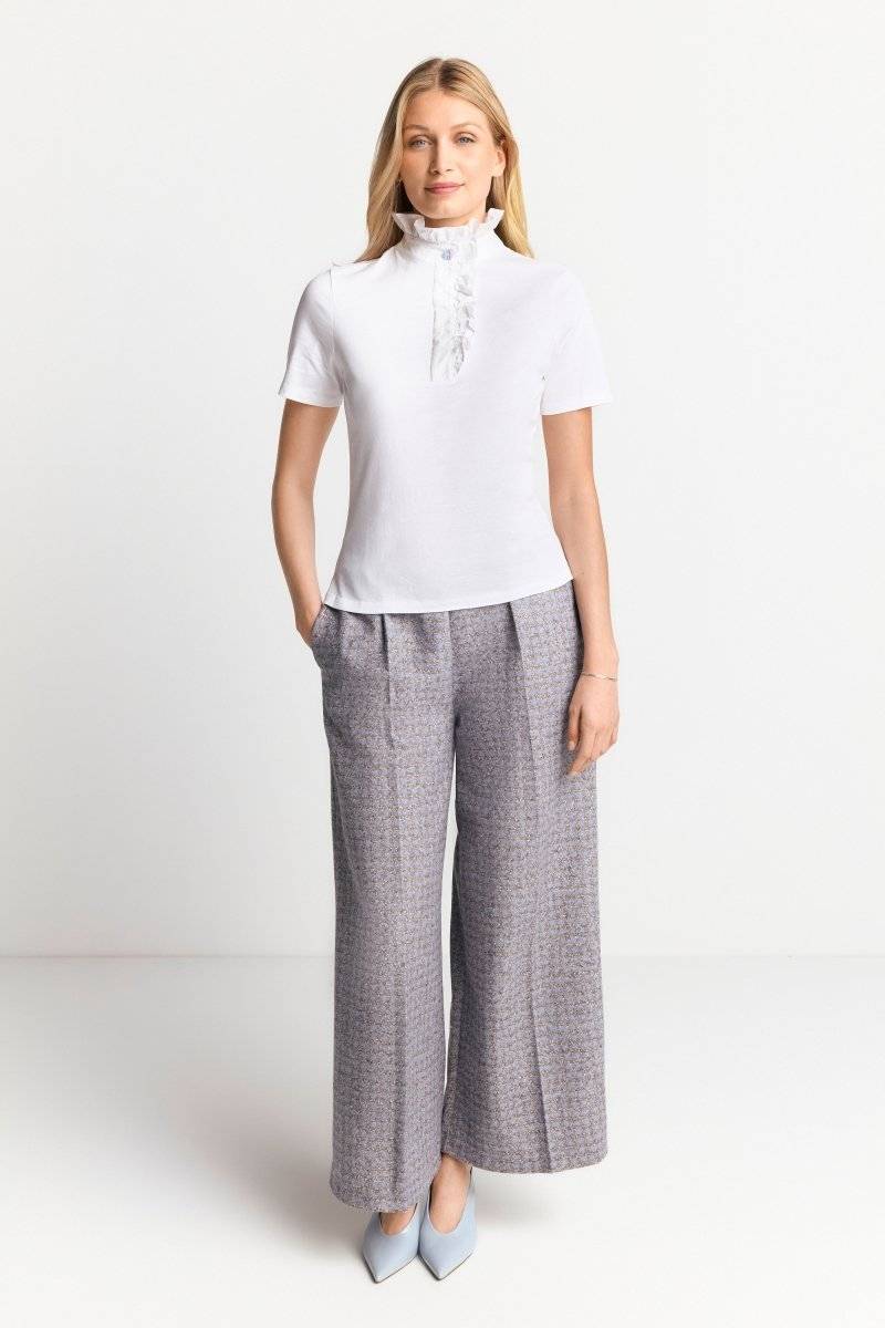 Eich & Royal Weißes T-Shirt Mit Frill-Kragen