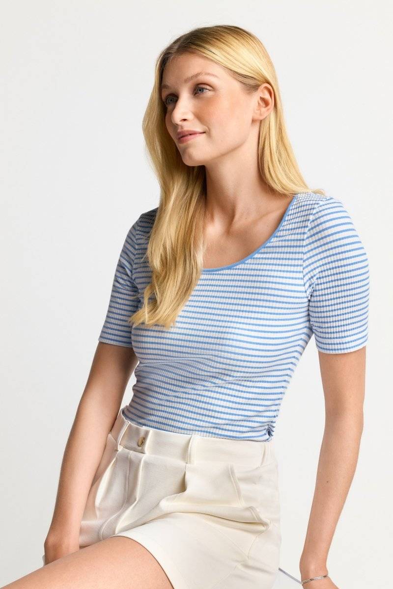 Eich & Royal Gestreiftes T-Shirt in feiner Rib-Struktur