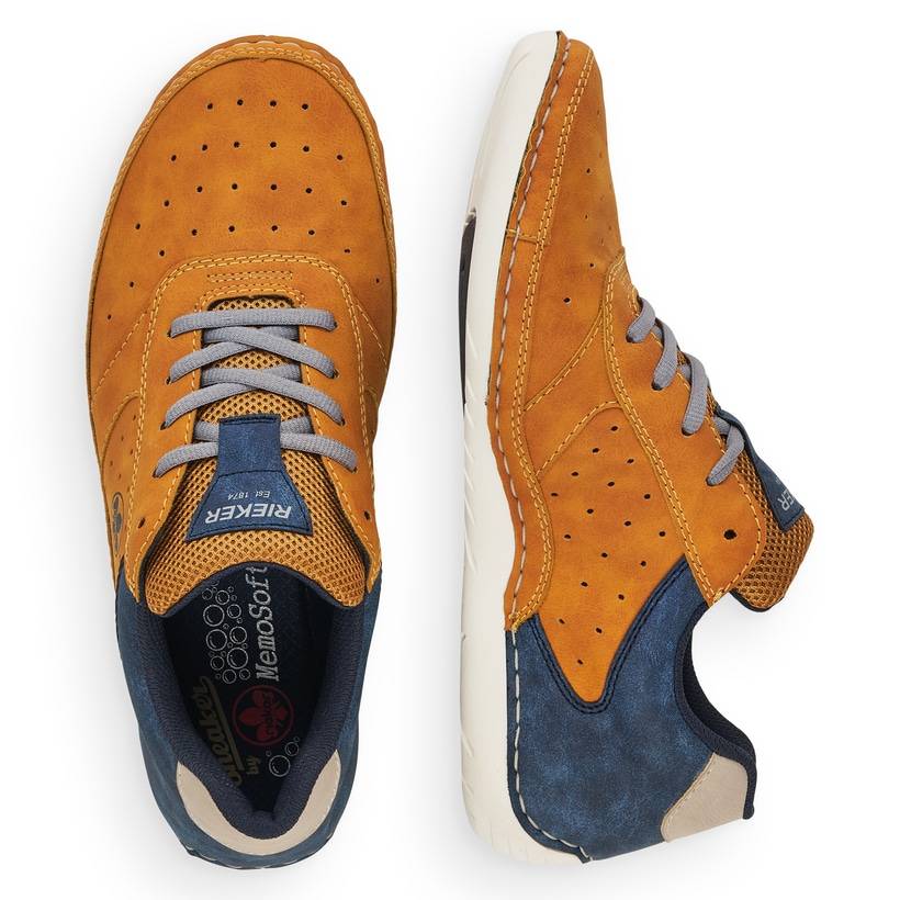 Rieker Artikelnummer 07506-68 Rieker Herren Schnürschuhe Goldgelb-königsblau