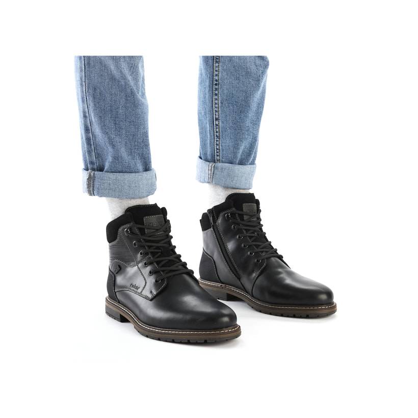 Rieker Artikelnummer 13740-00 Rieker Herren Schnürstiefel Glanzschwarz