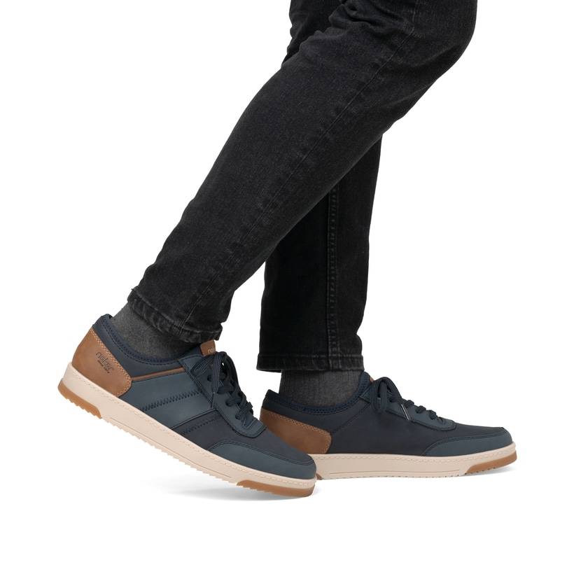 Rieker Artikelnummer 17550-14 Rieker Herren Sneaker Low Pazifikblau-nougatbraun