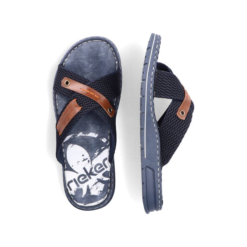 Rieker Artikelnummer 21239-14 Rieker Herren Pantoletten Pazifikblau-braun