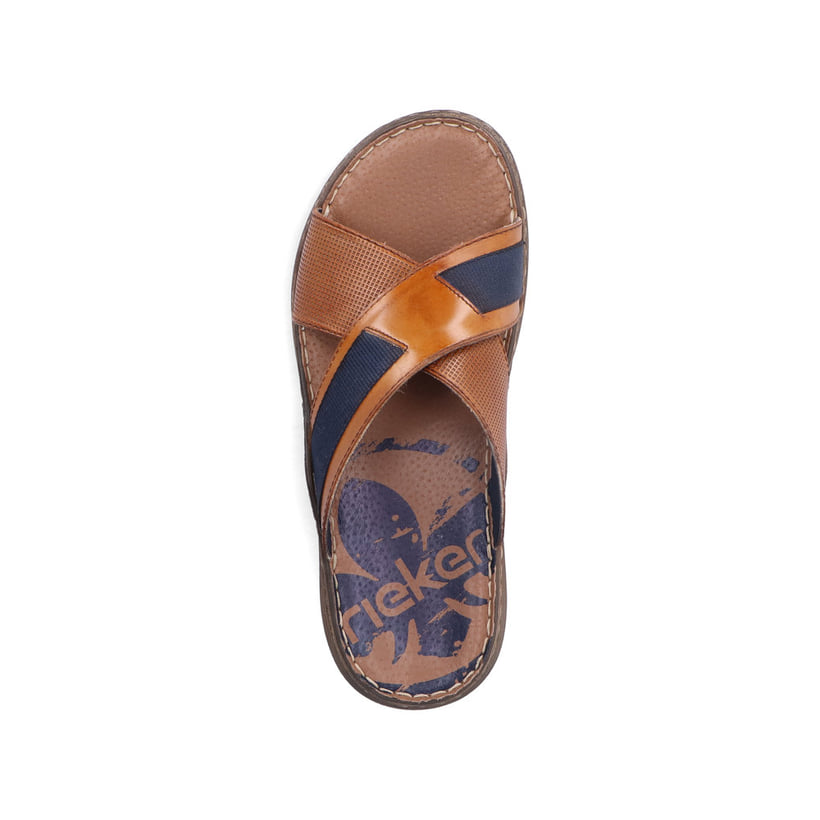 Rieker Artikelnummer 22080-24 Rieker Herren Pantoletten Kastanienbraun-königsblau