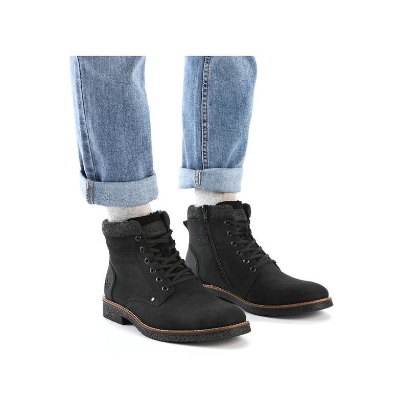 Rieker Artikelnummer 33640-01 Rieker Herren Schnürstiefel Tiefschwarz