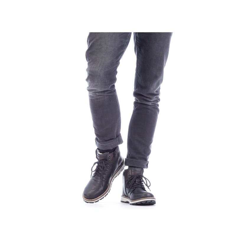 Rieker Artikelnummer 38441-01 Rieker Herren Schnürstiefel Asphaltschwarz
