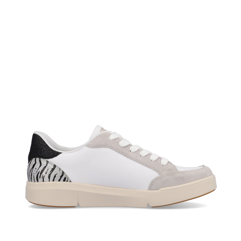 Rieker Artikelnummer 41909-90 Rieker Damen Sneaker Low Swan-white Arctic-grey Zebra
