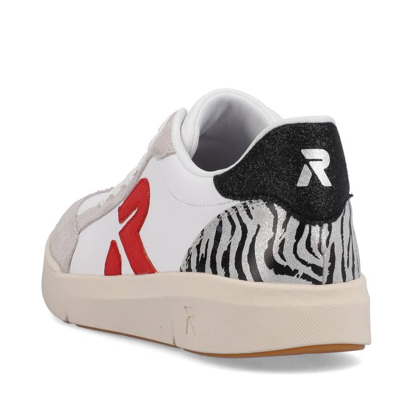 Rieker Artikelnummer 41909-90 Rieker Damen Sneaker Low Swan-white Arctic-grey Zebra