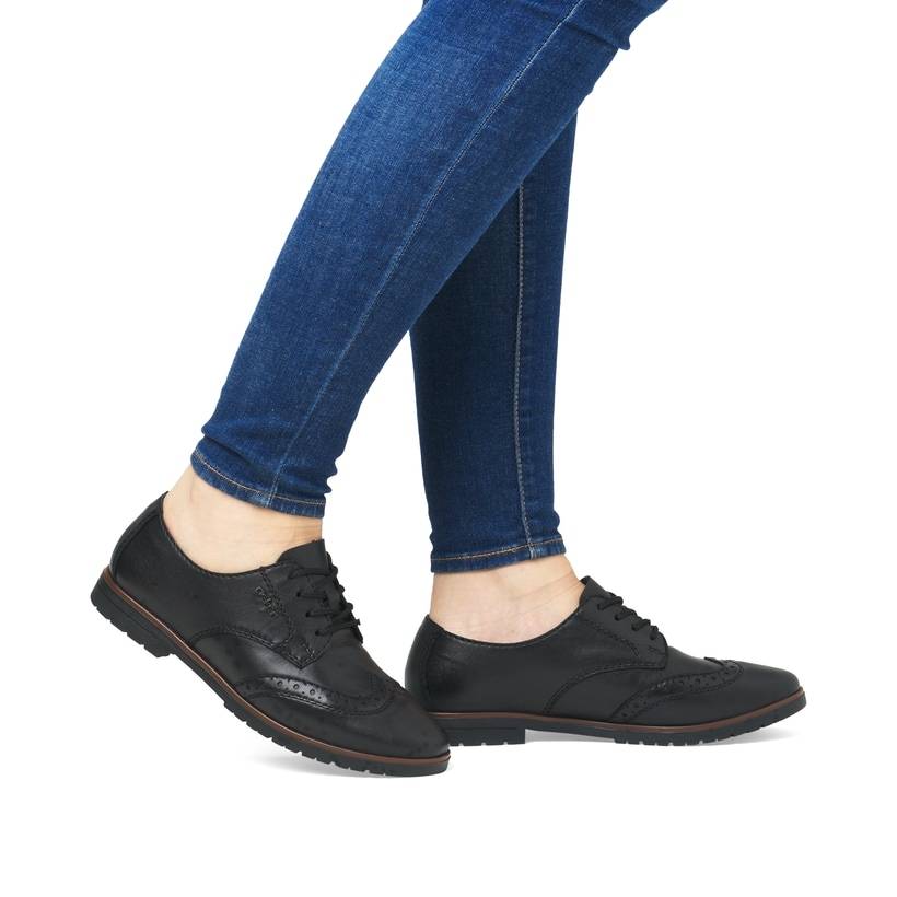 Rieker Artikelnummer 45304-00 Rieker Damen Schnürschuhe Tiefschwarz