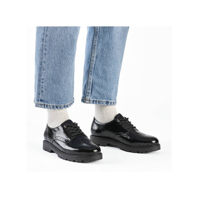 Rieker Artikelnummer 45502-00 Rieker Damen Schnürschuhe Tiefschwarz