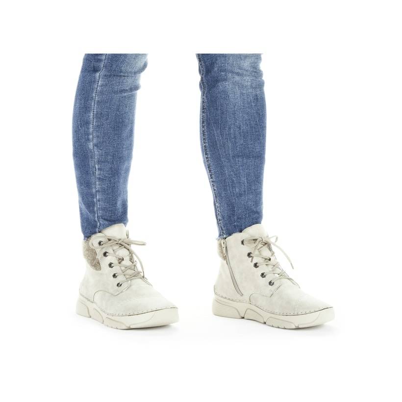 Rieker Artikelnummer 45900-60 Rieker Damen Schnürstiefel Hellbeige