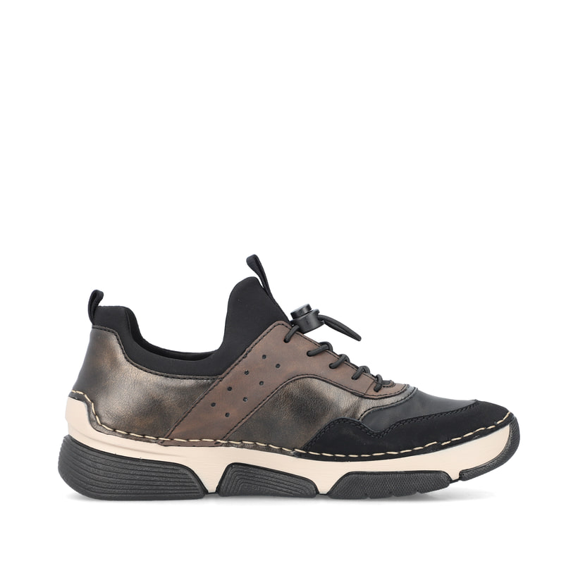 Rieker Artikelnummer 45961-00 Rieker Damen Slipper Tiefschwarz-holzbraun