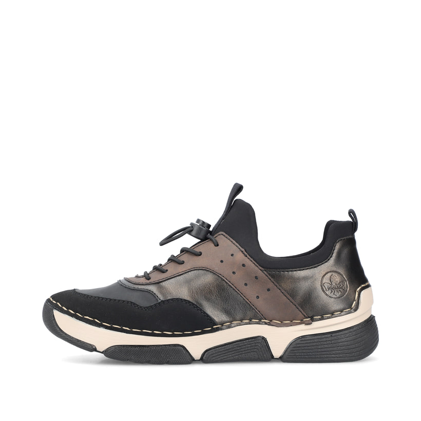 Rieker Artikelnummer 45961-00 Rieker Damen Slipper Tiefschwarz-holzbraun