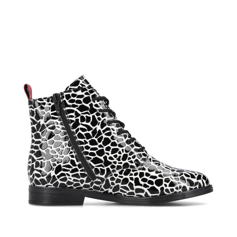 Rieker Artikelnummer 46221-90 Rieker Damen Schnürstiefel Schwarz-weiß-gefleckt