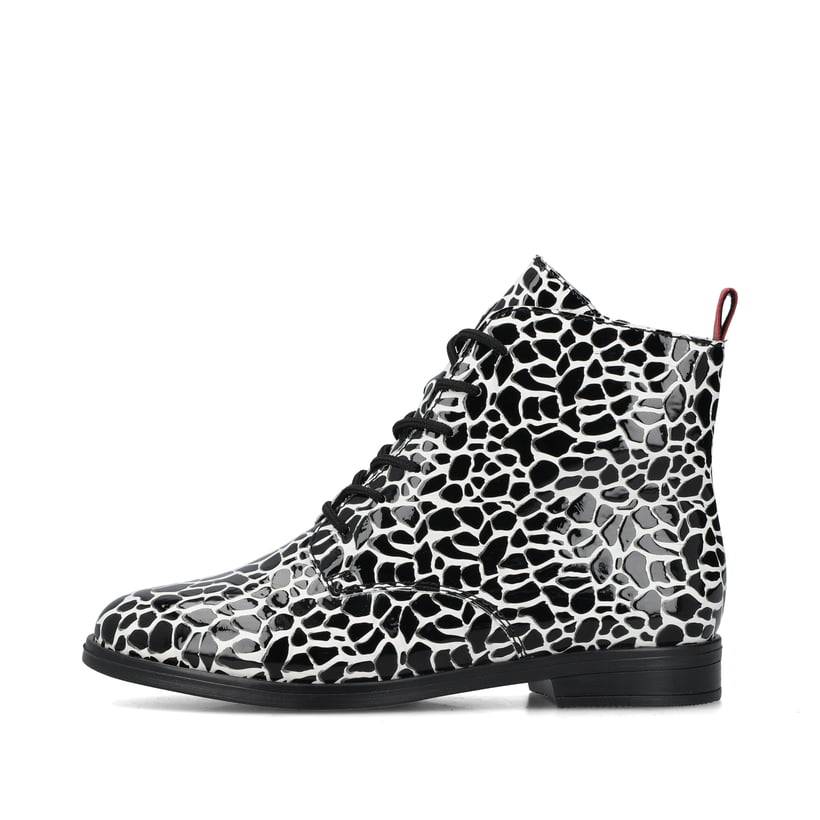 Rieker Artikelnummer 46221-90 Rieker Damen Schnürstiefel Schwarz-weiß-gefleckt