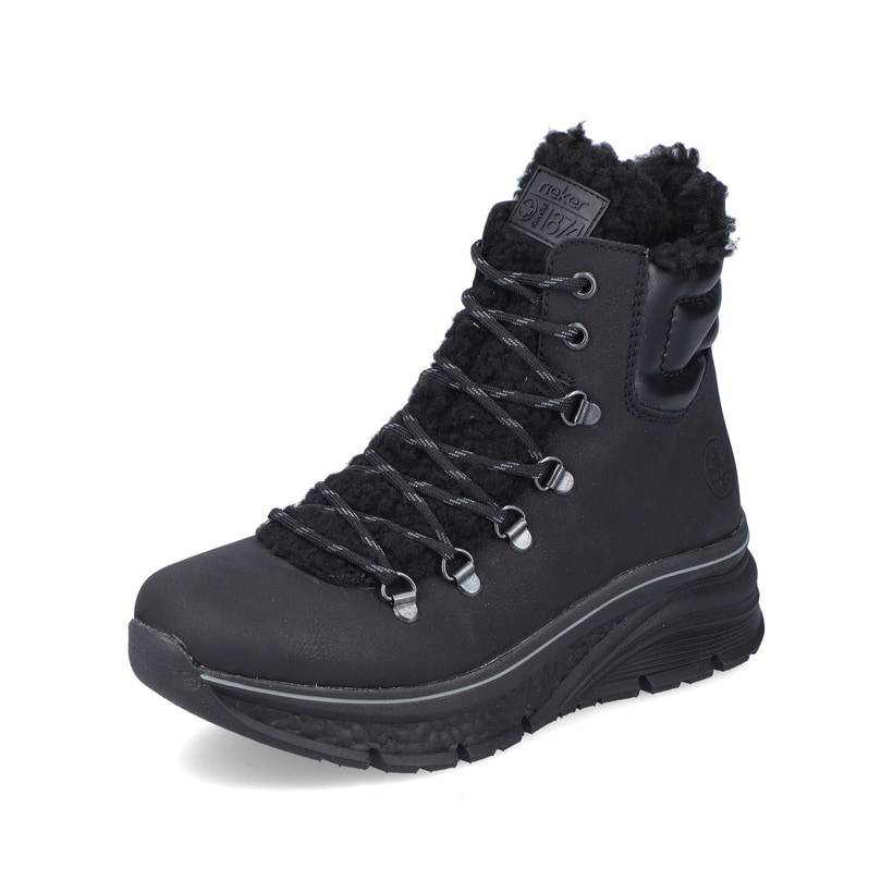 Rieker Artikelnummer 48030-00 Rieker Damen Schnürstiefel Asphaltschwarz