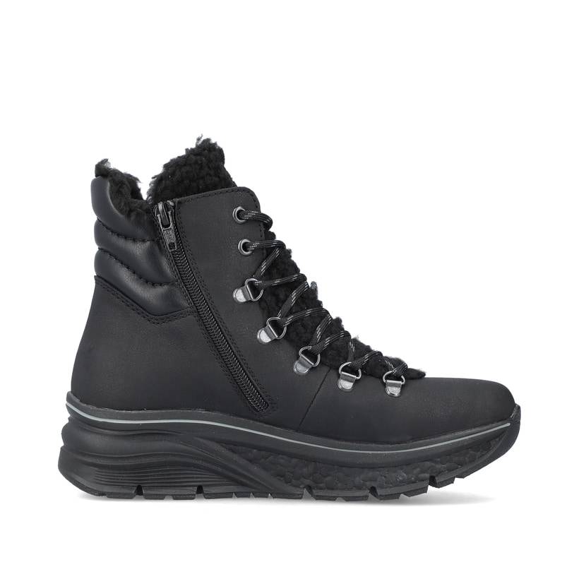 Rieker Artikelnummer 48030-00 Rieker Damen Schnürstiefel Asphaltschwarz