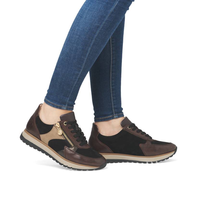 Rieker Artikelnummer 49010-25 Rieker Damen Sneaker Low Braun-schwarz-beige
