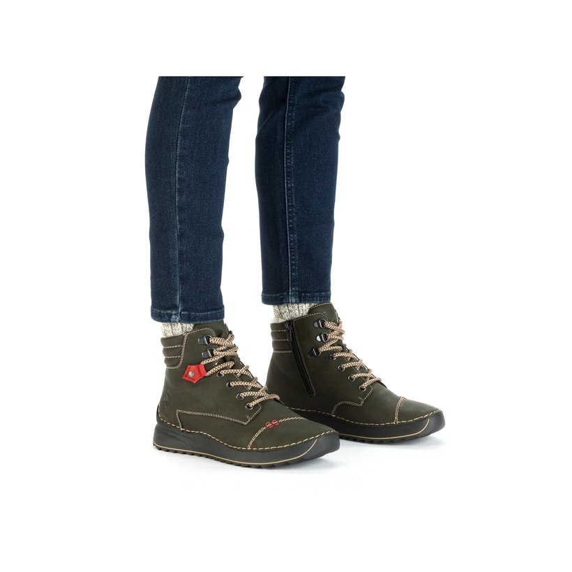 Rieker Artikelnummer 51545-54 Rieker Damen Schnürstiefel Graugrün