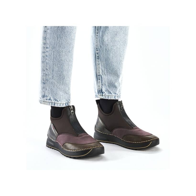 Rieker Artikelnummer 51550-25 Rieker Damen Slipper Holzbraun-abendrot