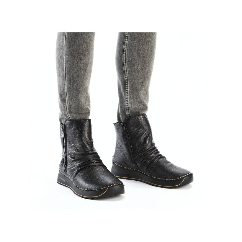 Rieker Artikelnummer 51552-90 Rieker Damen Stiefeletten Schwarz-weinrot