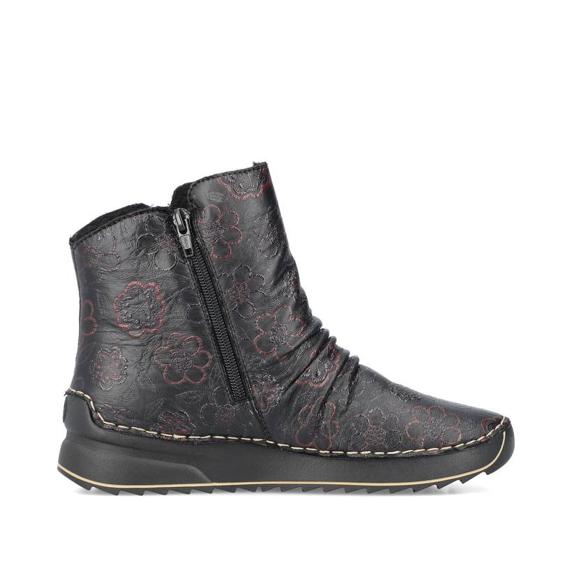 Rieker Artikelnummer 51552-90 Rieker Damen Stiefeletten Schwarz-weinrot