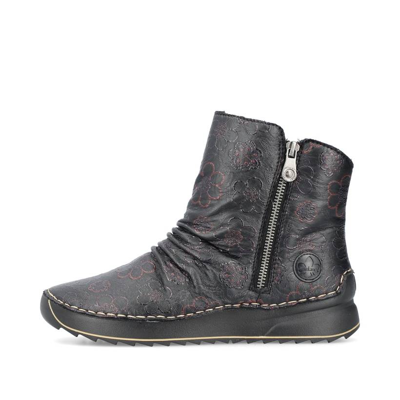 Rieker Artikelnummer 51552-90 Rieker Damen Stiefeletten Schwarz-weinrot