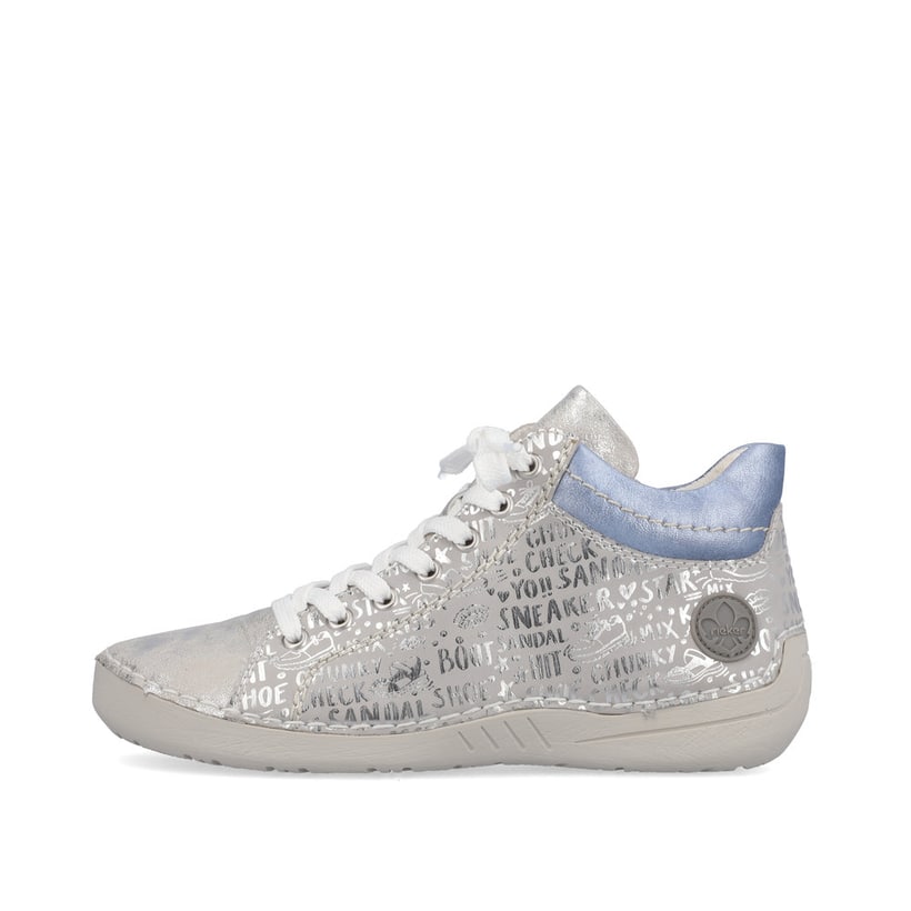 Rieker Artikelnummer 52504-40 Rieker Damen Schnürschuhe silbergrau-himmelblau