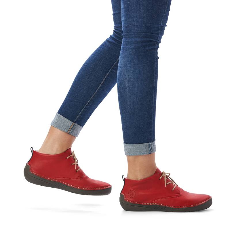 Rieker Artikelnummer 52522-33 Rieker Damen Schnürschuhe Rubinrot