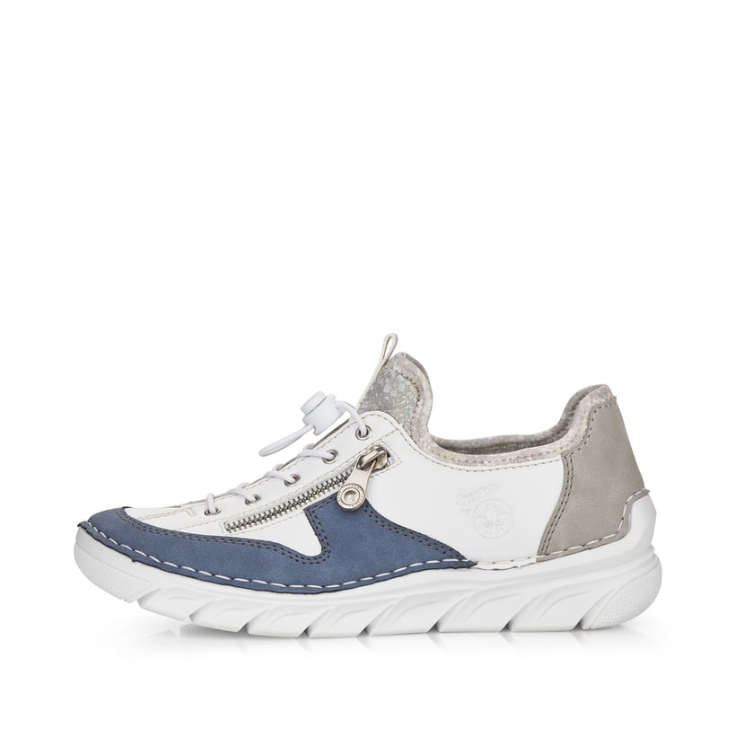 Rieker Artikelnummer 55064-80 Rieker Damen Slipper reinweiß-ozeanblau