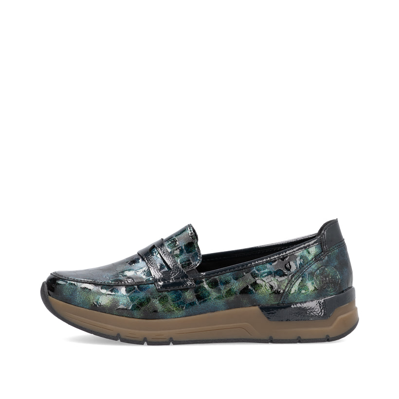 Rieker Artikelnummer 58960-90 Rieker Damen Slipper türkis-schwarz