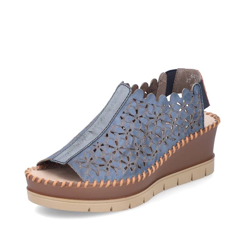 Rieker Artikelnummer 60355-14 Rieker Damen Keilsandaletten Schieferblau