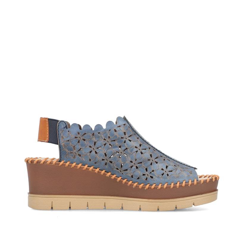 Rieker Artikelnummer 60355-14 Rieker Damen Keilsandaletten Schieferblau