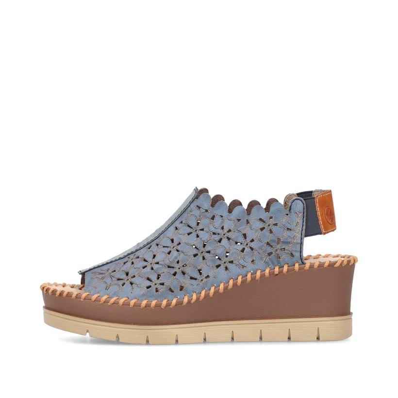 Rieker Artikelnummer 60355-14 Rieker Damen Keilsandaletten schieferblau