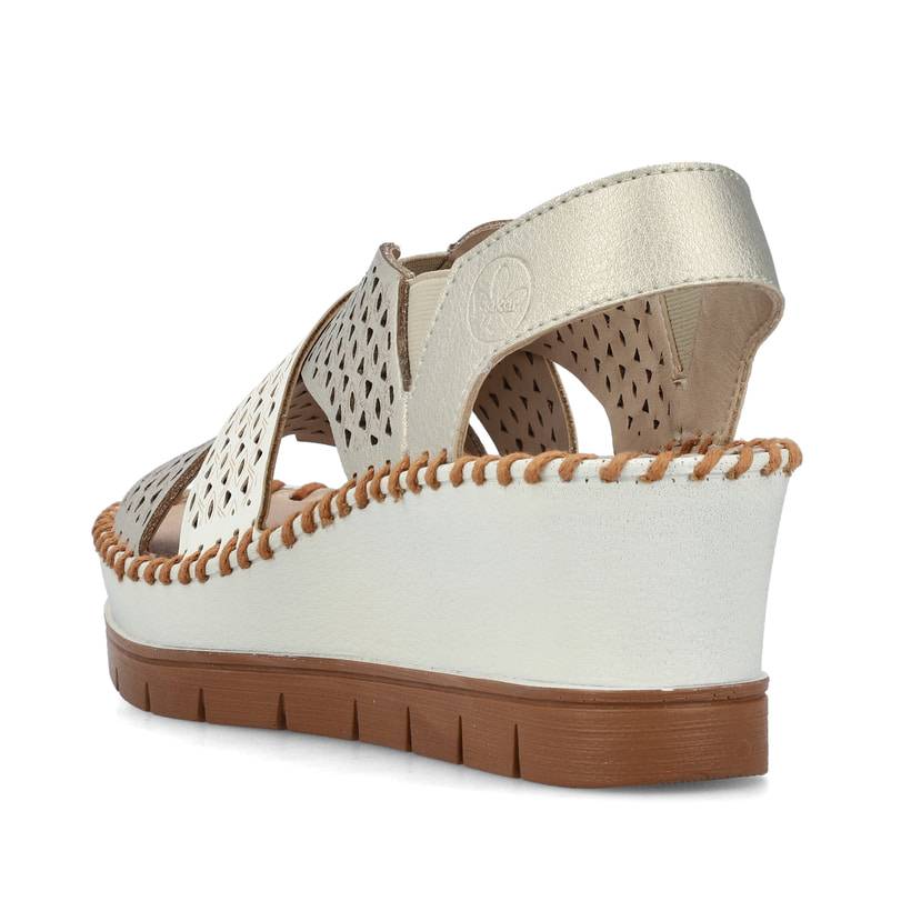 Rieker Artikelnummer 60365-90 Rieker Damen Keilsandaletten Metallic-perlweiss