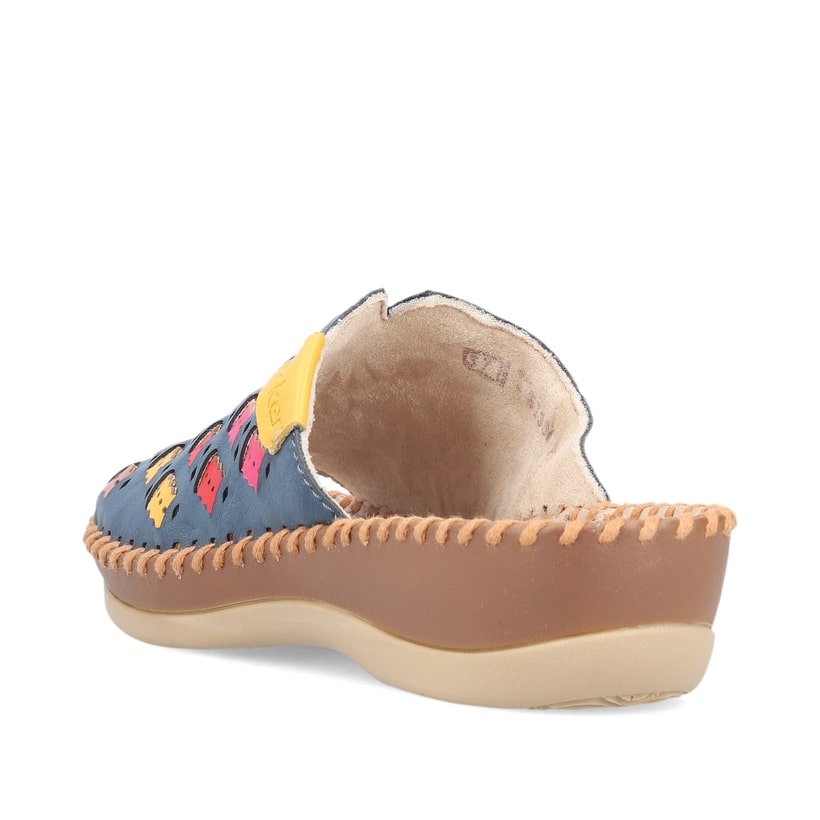 Rieker Artikelnummer 61336-90 Rieker Damen Pantoletten Meeresblau-mehrfarbig