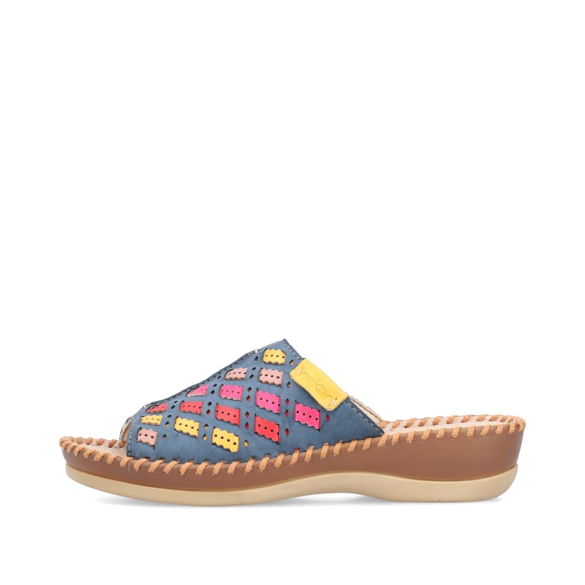 Rieker Artikelnummer 61336-90 Rieker Damen Pantoletten meeresblau-mehrfarbig