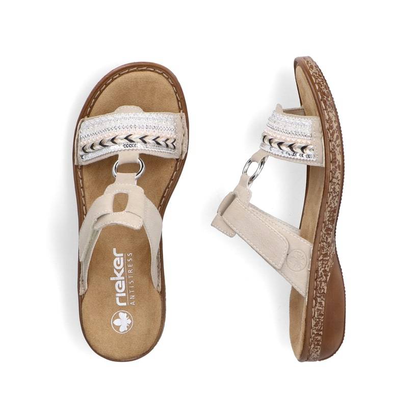 Rieker Artikelnummer 628M6-80 Rieker Damen Pantoletten Cremeweiß